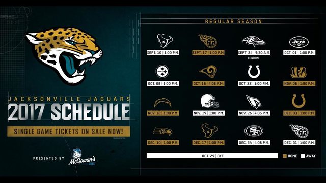 Jacksonville Jaguars release 2017 regular schedule | WJAX-TV