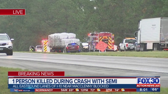 Victim identified in fatal semi crash on I-10 in Baker County | WJAX-TV