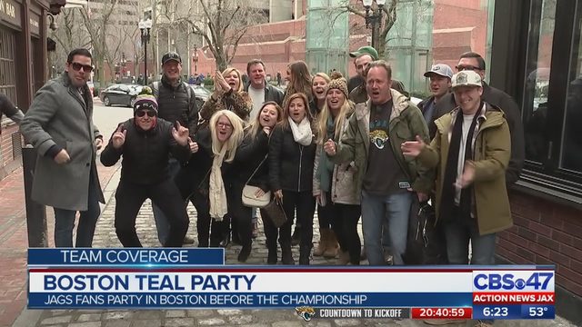 jacksonville jaguars fans pumped for boston teal party wfox tv