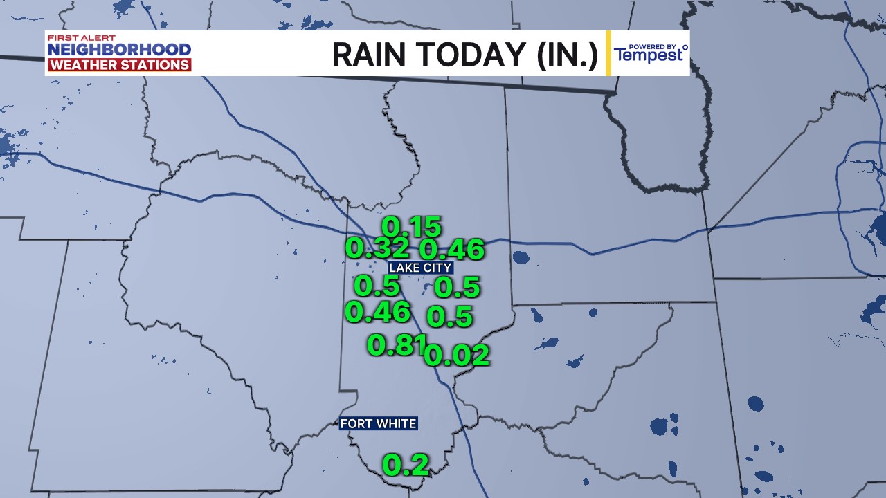 First Alert Neighborhood Weather Stations - Columbia - Rain Today