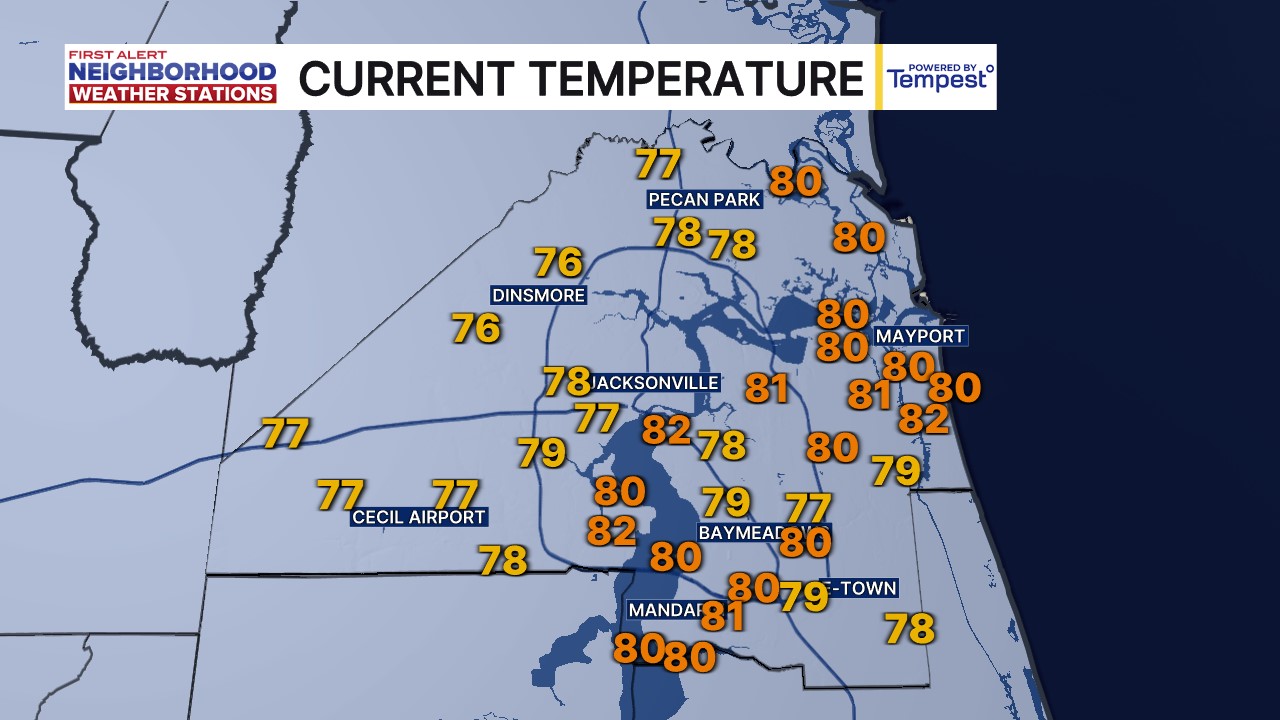 First Alert Neighborhood Weather Stations - Duval Current Temperatures